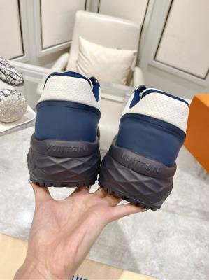 wholesale quality men's louis vuitton trainer navy blue white